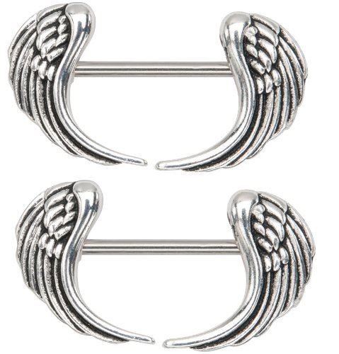 Nipple Ring Angel Wings bar Body Jewelry Sold as Pair 14g 1/2'' FBA