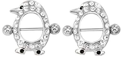 Body Accentz Nipple Ring Bars 14g 5/8'' 25mm high Penguin Shield Holiday Jewelry