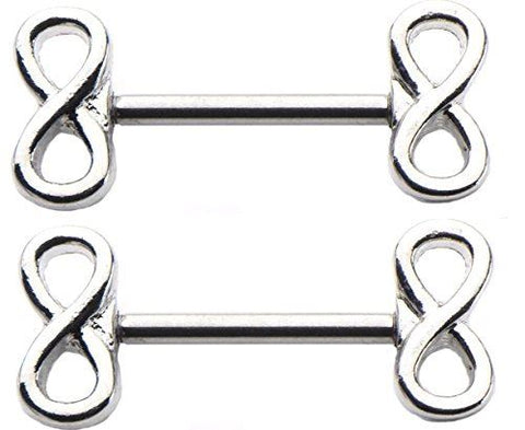 Body Accentz Nipple Ring Bars 14g Forward Facing Infinity Sign Nipple Barbell