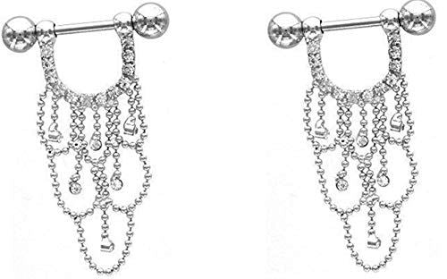 Nipple Shield Rings Barbell Barbells Chandelier Sold as a Pair 14g