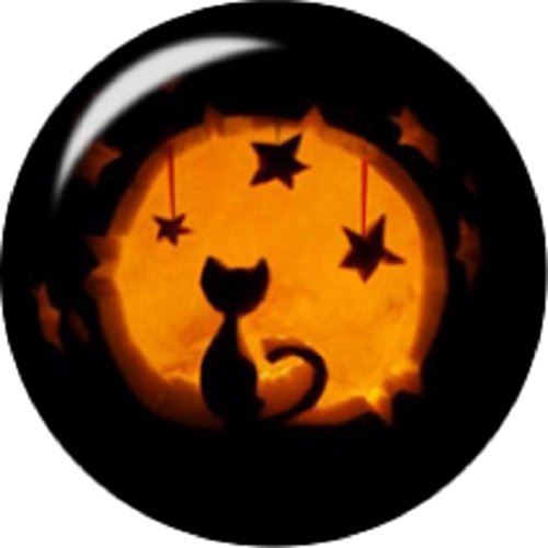 Body Accentz Snap Button Black Cat Halloween Moon Stars 18mm Charm Chunk Interch