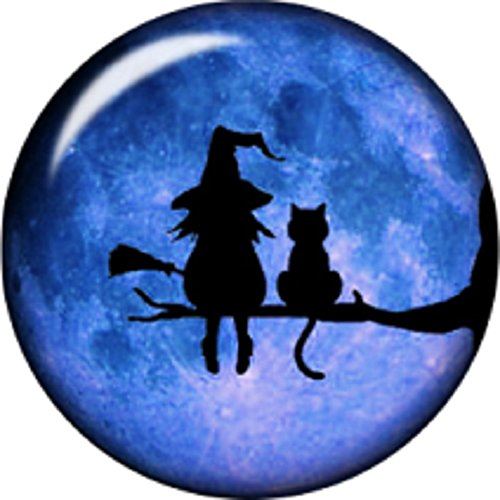 Snap Button Happy Halloween Witch Cat 18mm Charm Chunk Interchangea