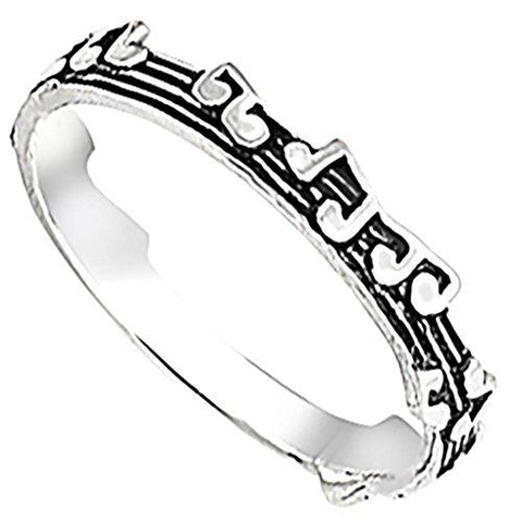 Body Accentz Sterling Silver Ring - Music Notes 3mm Band Rings