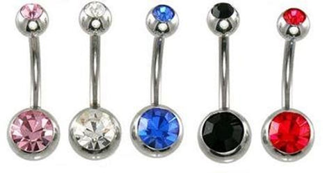 Lot of 5 New Double Jeweled Gemmmed Belly Gem Navel Body Jewelry