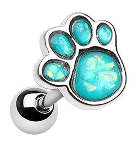 Body Accentz Tragus Piercing Stainless Steel Opal Puppy Paw Print Cartilage Earr