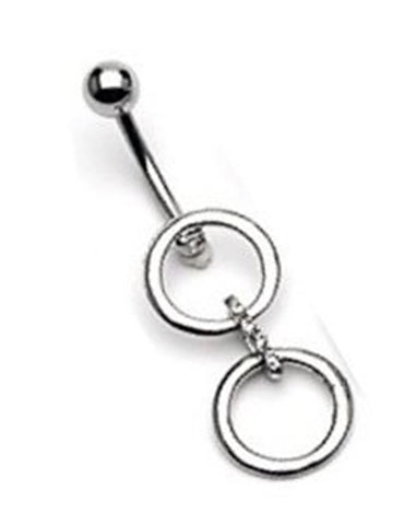 Body Accentz™ Belly Button Ring Navel CZ Double Circle Body Jewelry 14 Gauge 20