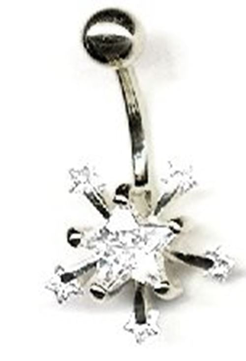 Belly Button Ring Navel Starburst Body Jewelry 14 Gauge