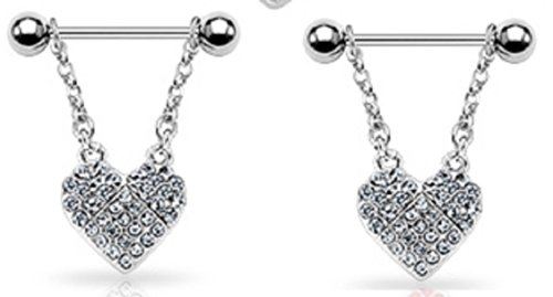 Nipple Ring Bars Heart Body Jewelry Pair 14 Gauge Sold as a Pair [Jewelry]
