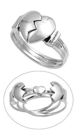 STERLING SILVER Broken Heart Ring open heart ring