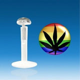 Sterling silver top bio-flexible labret stud - marijuana leaf logo