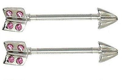 Body AccentzTM Nipple Ring Bars Arrow Body Jewelry Pair 14 gauge 3/4" opening