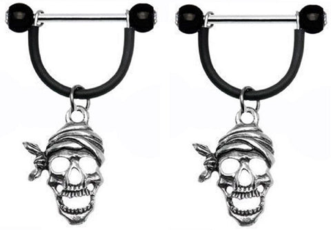Body Accentz Nipple Shield Rings Barbell Barbells Sold as a Pair 14 Gauge Pirate