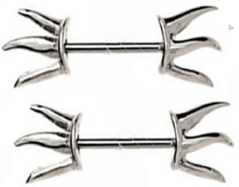 Nipple Shield Rings Barbell Barbells Sold as a Pair 14 Gauge Fork