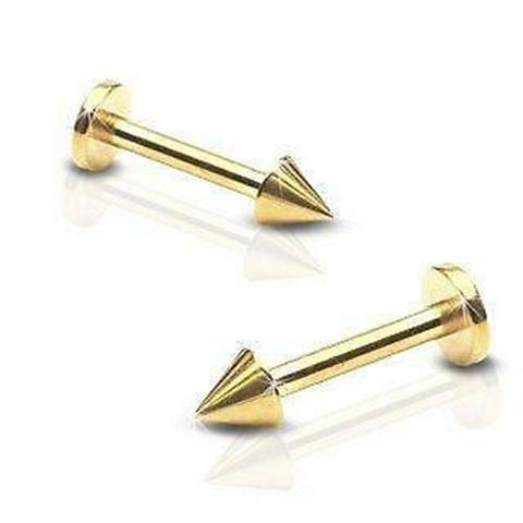 Labret Monroe Pair of spike gold plate 16G 5/16" Shaft Body Accentz&reg;