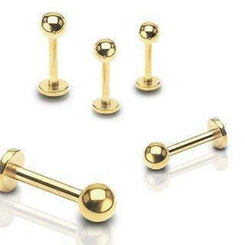 Labret Monroe Pair of ball gold plate 16G 5/16" Shaft Body Accentz&reg;