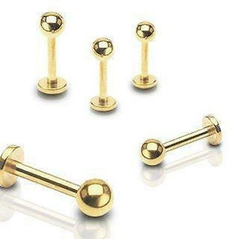 Labret Monroe Pair of ball gold plate 16G 5/16" Shaft Body Accentz&reg;