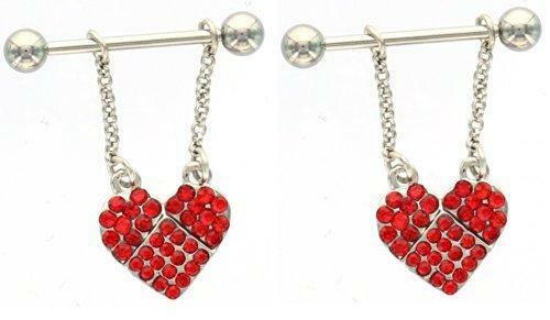 Nipple Ring Bars Heart Body Jewelry Pair 14g Sold As a Pair [Jewelry]
