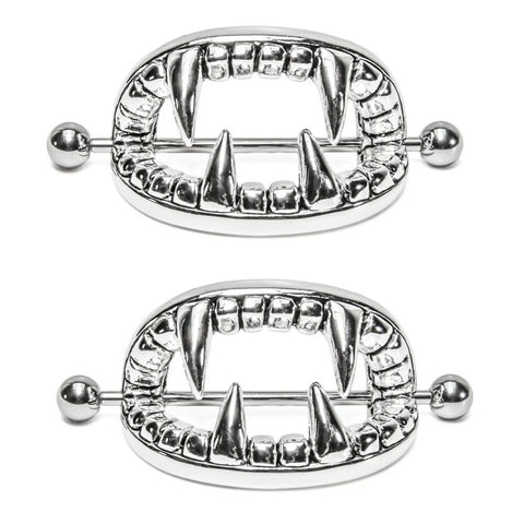 Body Accentz 14g Extra Large Vampire Teeth Nipple Ring Shield Sold as Pair 1 3/8