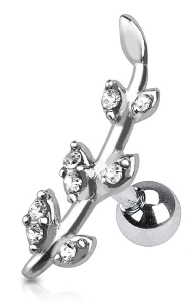 Body Accentz Tragus Barbell Flower Vine 316L Surgical Steel Cartilage Barbell 16