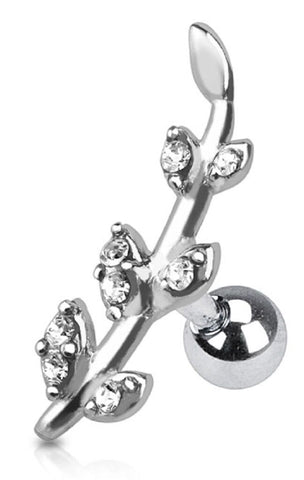 Body Accentz Tragus Barbell Flower Vine 316L Surgical Steel Cartilage Barbell 16