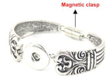 Antique Silver Color Magnetic Clasp Spoon Flower Carved Bracelet Fit