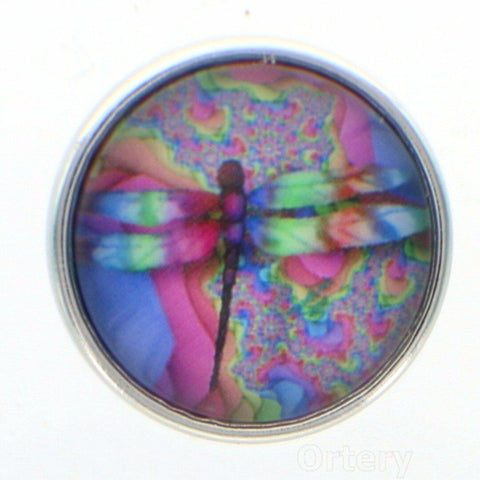 Snap Glass Dragonfly Button Charms Interchangable Jewelry Fits 18mm