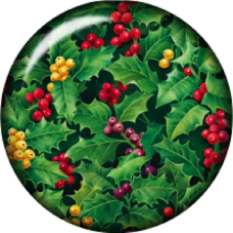 Snap Button Holly Berries 18mm Charm Chunk Interchangeable