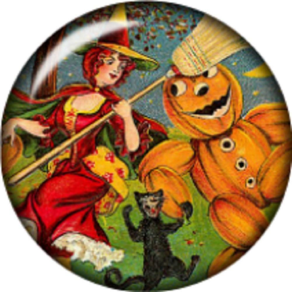 Snap Button Pumpkin Witch Black cat 18mm Charm Chunk cabochon