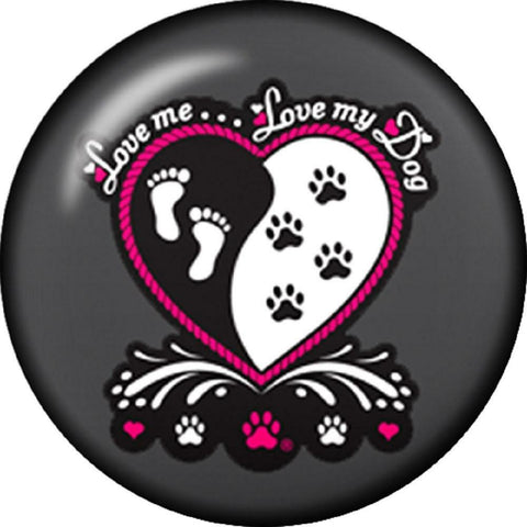 Body Accentz Snap Button Love me Love My Dog 18mm Charm Chunk paw Prints Foot He