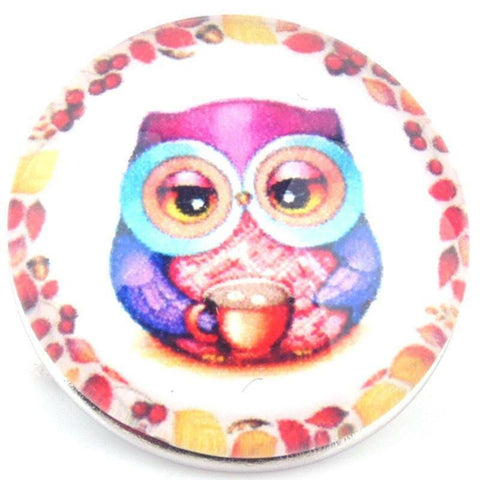 Snap Button Owl 18mm Charm Chunk