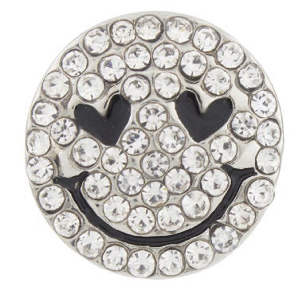 Snap Button CZ Smiley Face 18mm Charm Chunk Smiling