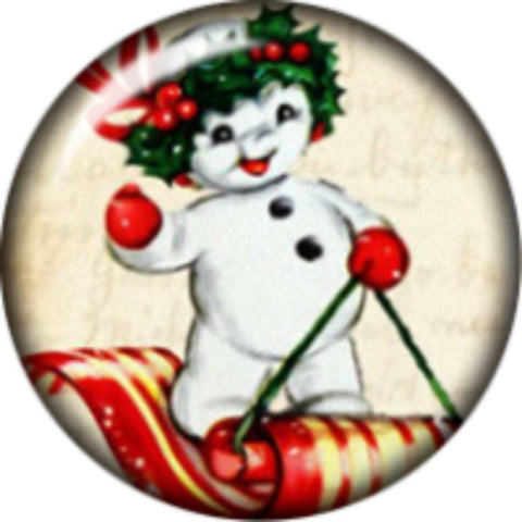 Body Accentz Snap Button Holiday Snowman Sleigh 18mm Cabochon Chunk Charm