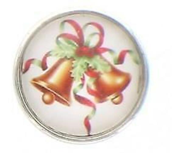 Snap Button Holiday Christmas Bells 18mm Cabochon Chunk Charm