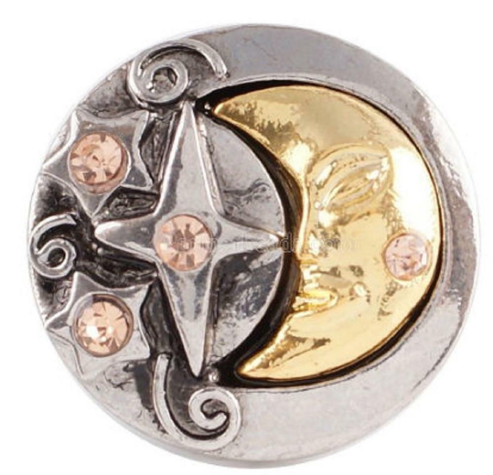 Snap Button Moon Stars Celestial 18mm Cabochon Chunk Charm