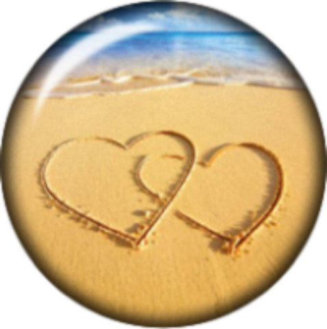 Snap Button 2 Hearts in The Sand Beach 18mm Cabochon Chunk Charm