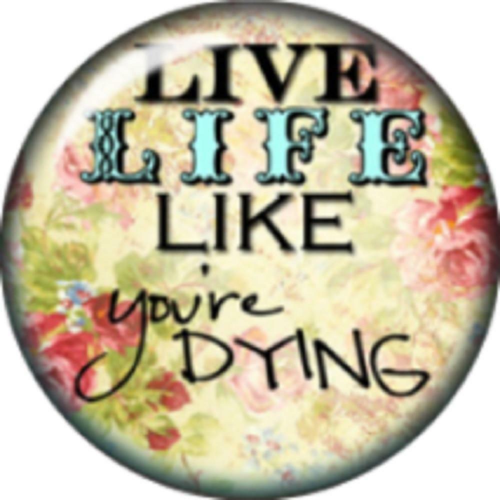 Snap Button Live Life Like You're Dying 18mm Cabochon Chunk Charm