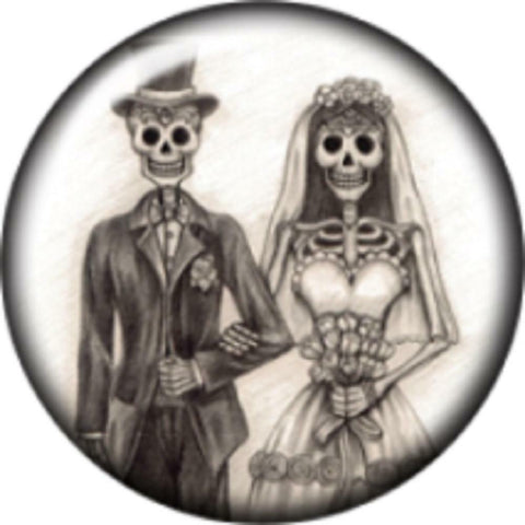 Body Accentz Snap Button Halloween Skeleton Wedding Couple 18mm Cabochon Chunk C