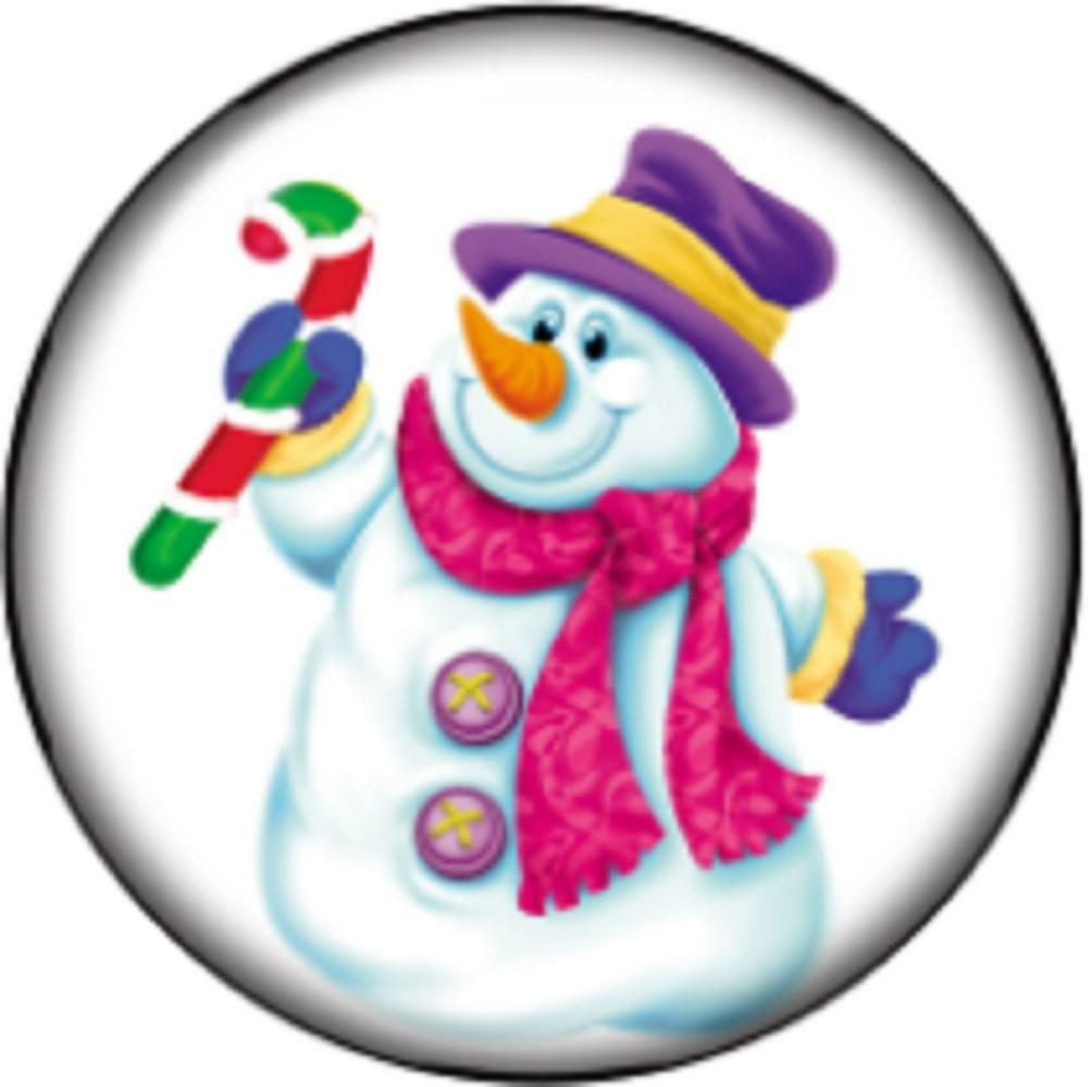 Snap Button Snowman Candy Cane 18mm Charm Chunk Interchangeable