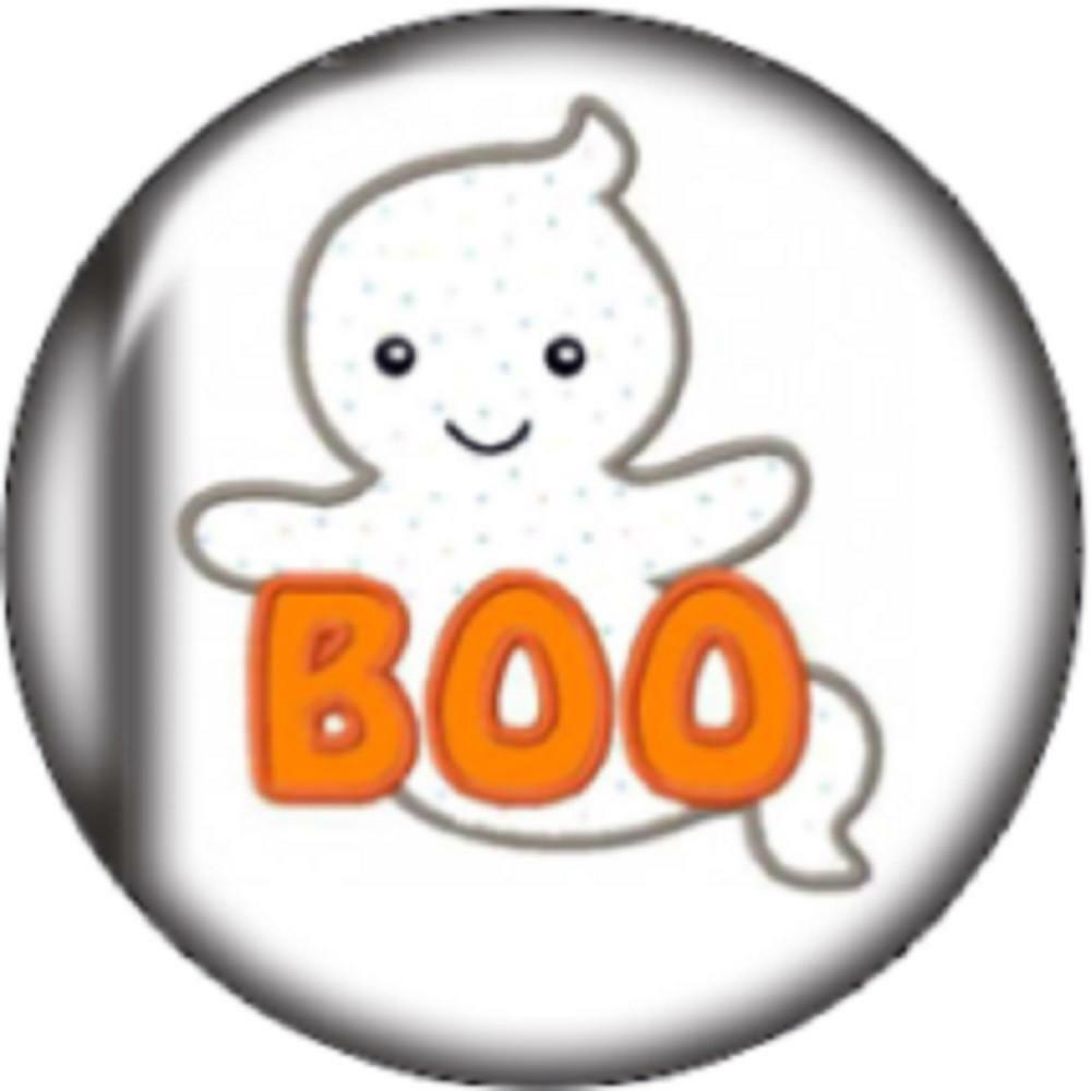 Snap Button Halloween Boo Ghost 18mm Cabochon Chunk Charm