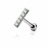 16G Opal Bar 316L Surgical Steel Cartilage Tragus Labret Barbell Synthetic Opal