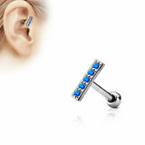 16G Opal Bar 316L Surgical Steel Cartilage Tragus Labret Barbell Synthetic Opal