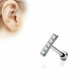 16G Opal Bar 316L Surgical Steel Cartilage Tragus Labret Barbell Synthetic Opal