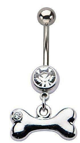 14g 7/16's Navel with Clear Gem Arrow Dangle Charm Belly Button ring