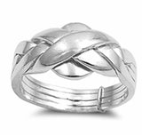 .925 Sterling Silver Puzzle Braid New Ring Polished 925 Band 11mm Sizes 5-15