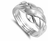 .925 Sterling Silver Puzzle Braid New Ring Polished 925 Band 11mm Sizes 5-15