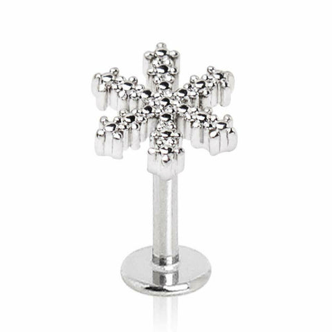 Body Accentz Jewelry 316L Stainless Steel Snow Flake Labret Snowflake Cartilage