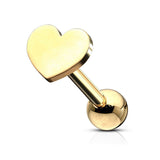 Helix Tragus Earrings 16G Steel Heart Internally Threaded Labret Monroe Lip Ring