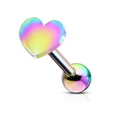 Helix Tragus Earrings 16G Steel Heart Internally Threaded Labret Monroe Lip Ring