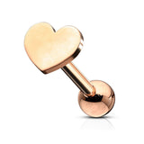 Helix Tragus Earrings 16G Steel Heart Internally Threaded Labret Monroe Lip Ring