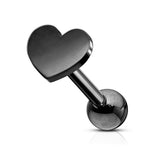 Helix Tragus Earrings 16G Steel Heart Internally Threaded Labret Monroe Lip Ring